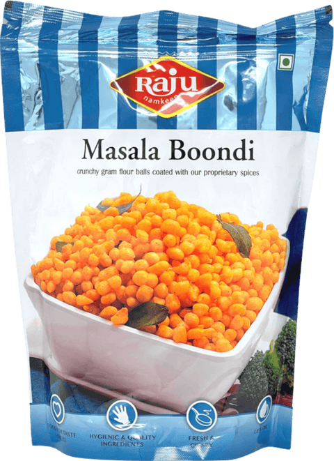 A packet of Masala Boondi from Raju of 400g