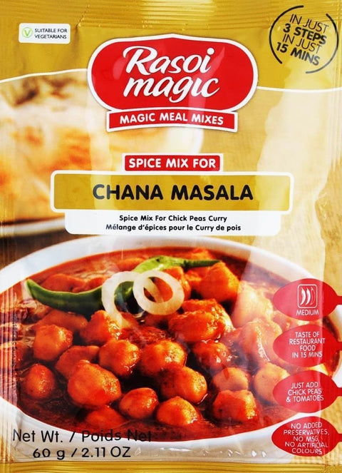 A packet of Chana Masala Spice Mix from Rasoi Magic of 60g