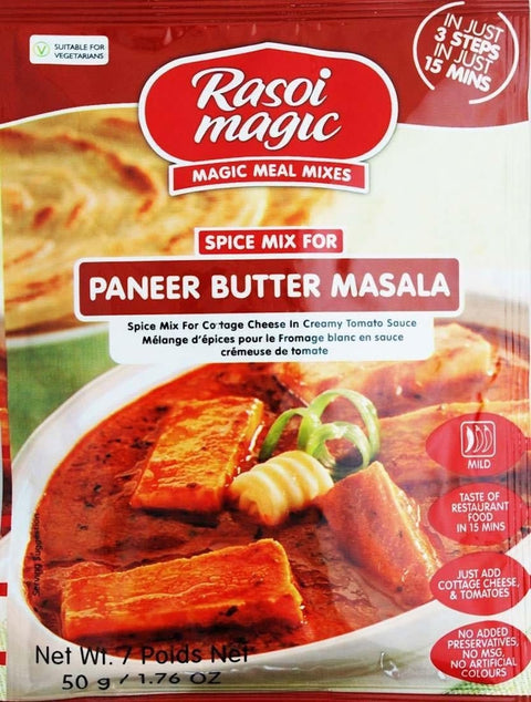 A packet of Paneer Butter Masala Spice Mix from Rasoi Magic of 50g