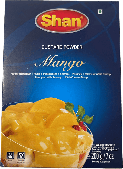 A packet of Custard Powder Mango from Shan of 200g
