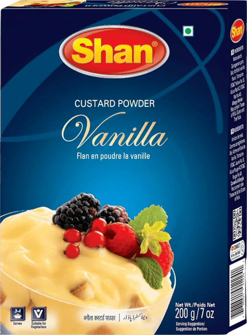 A packet of Custard Powder Vanilla from Shan of 200g