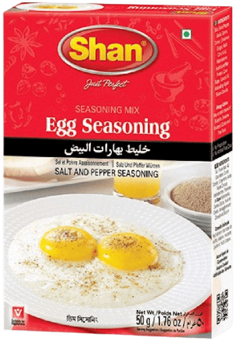 A packet of Egg Seasoning Masala from Shan of 50g