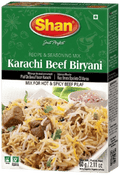 A packet of Karachi Beef Biryani Masala from Shan of 60g