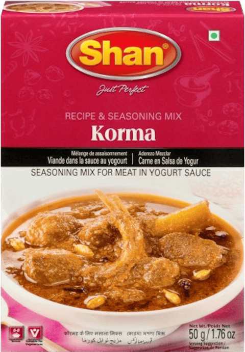 A packet of Korma Masala from Shan of 50g