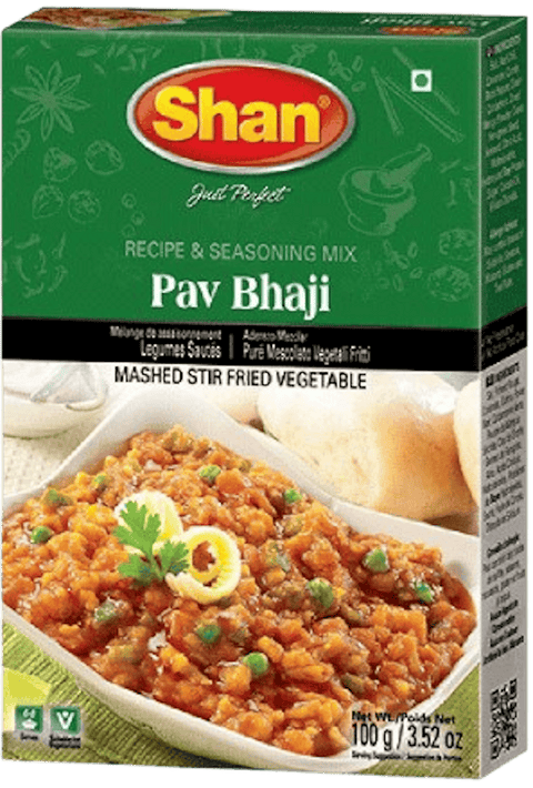 A packet of Pav Bhaji Masala from Shan of 100g