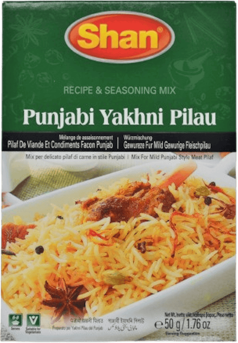 A packet of Punjabi Yakhni Pilau Masala from Shan of 50g