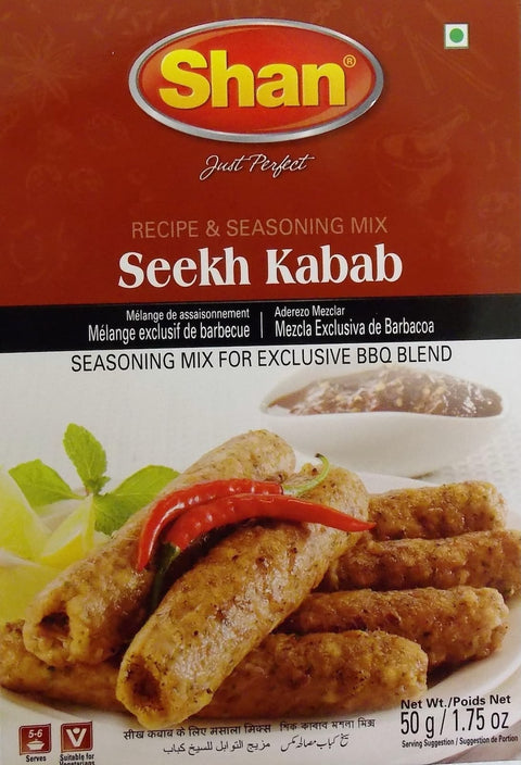 A packet of Seekh Kabab Masala from Shan of 50g