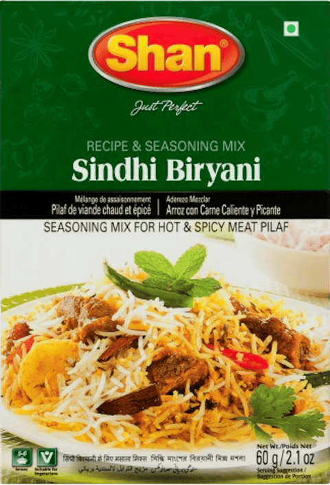 A packet of Sindhi Biryani Masala from Shan of 60g