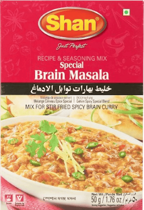 A packet of Special Brain Masala from Shan of 50g