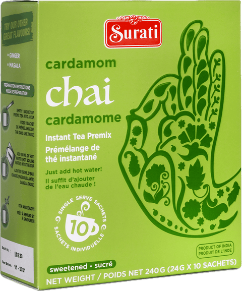 A packet of Cardamom Chai Mix from Surati of 240g