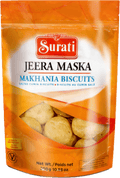 A packet of Jeera Maska Mahania Biscuits from Surati of 300g