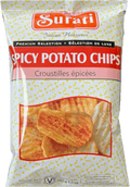A packet of Spicy Potato Chips from Surati of 100g