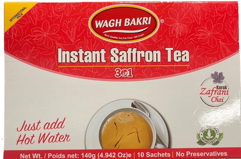 A packet of Instant Saffron Tea from Wagh Bakri of 140g