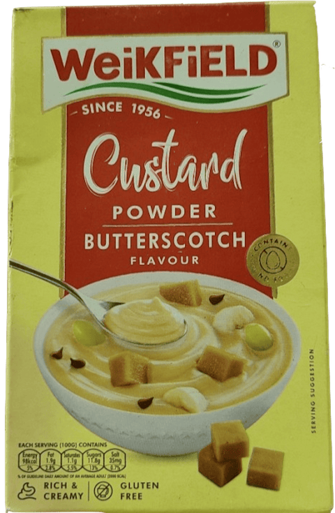 A packet of Butterscotch Custard Powder from WeikField of 100g
